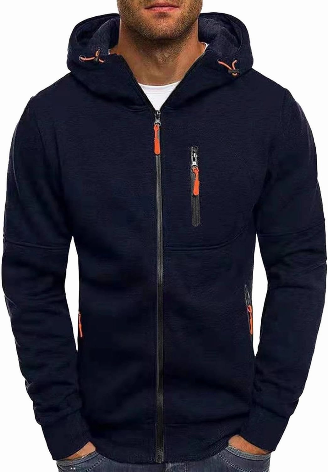 Men Hoodies Casual Hoodies Men's Spring And Autumn Long Sleeve Half Zip Long Sleeve Sweatshirt Sports Hooded Jacket