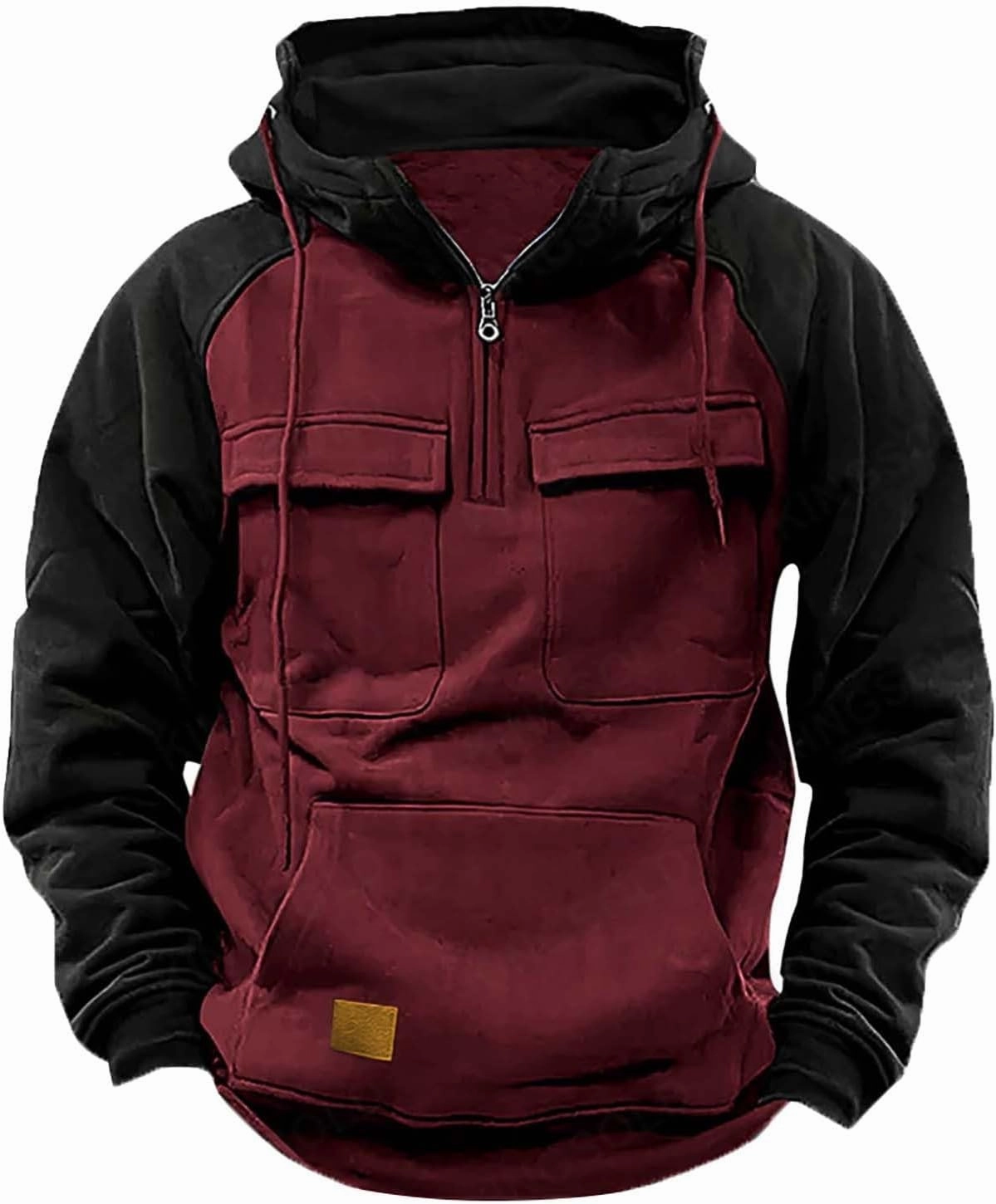 Men's Camo Hoodie Long Sleeve Quarter Zip Pullover Tactical Jacket Sweatshirt with Pocket