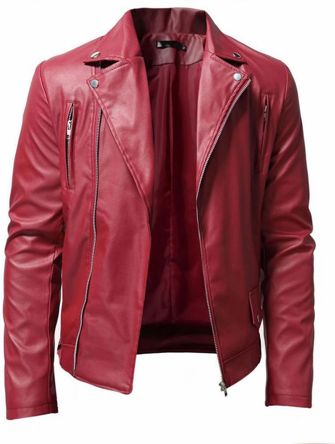 Men's Faux Leather Bomber Jacket Motorcycle Jackets Lined Aviator Punk Outwear Faux-Leather Lapel Outwear Coat