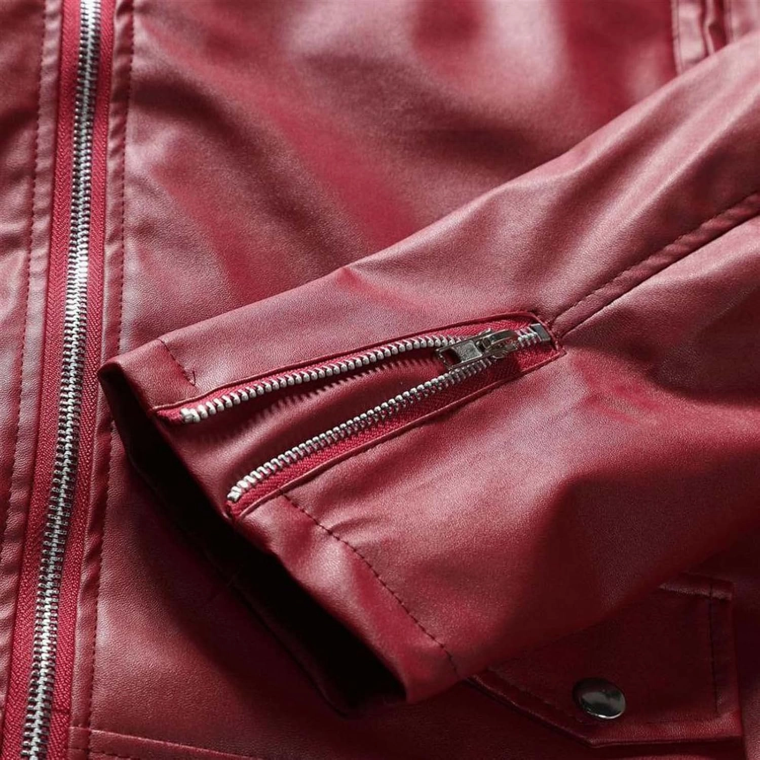 Men's Faux Leather Bomber Jacket Motorcycle Jackets Lined Aviator Punk Outwear Faux-Leather Lapel Outwear Coat