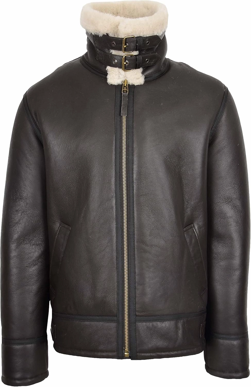 Men's Genuine Sheepskin Flight Jacket Classic B3 Aviator Bomber Leather Pilots Coat Wright