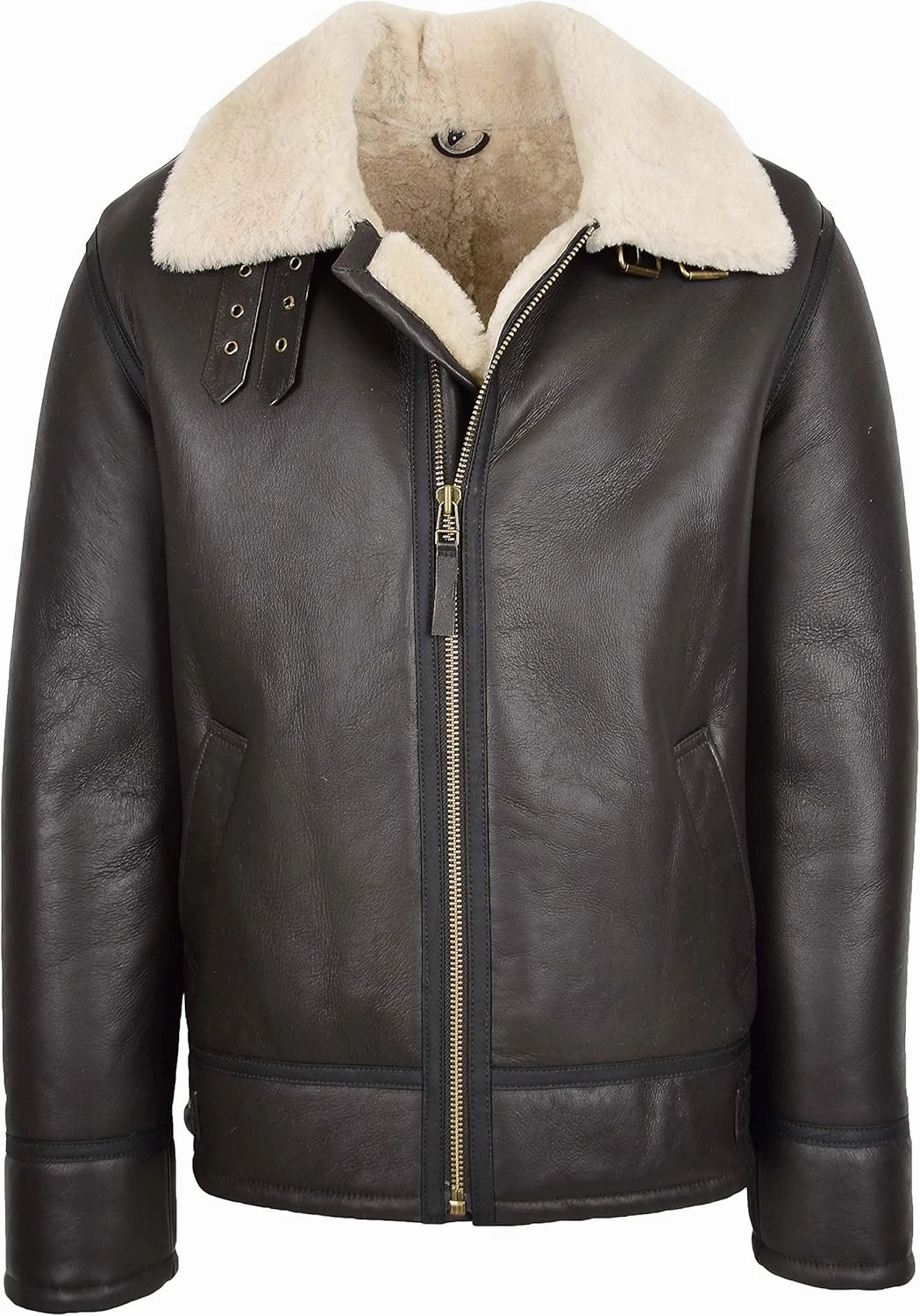 Men's Genuine Sheepskin Flight Jacket Classic B3 Aviator Bomber Leather Pilots Coat Wright