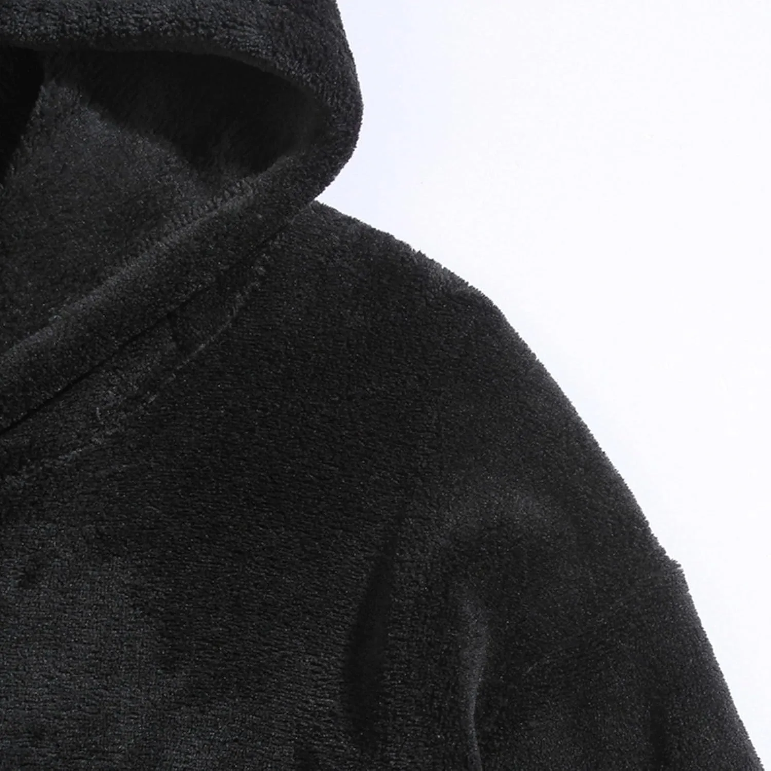 Men's Teddy Bear Ear Hoodies Pullover Oversized Long Sleeve Fuzzy Fleece Hooded Sweatshirts Soft Warm Plush Homewear