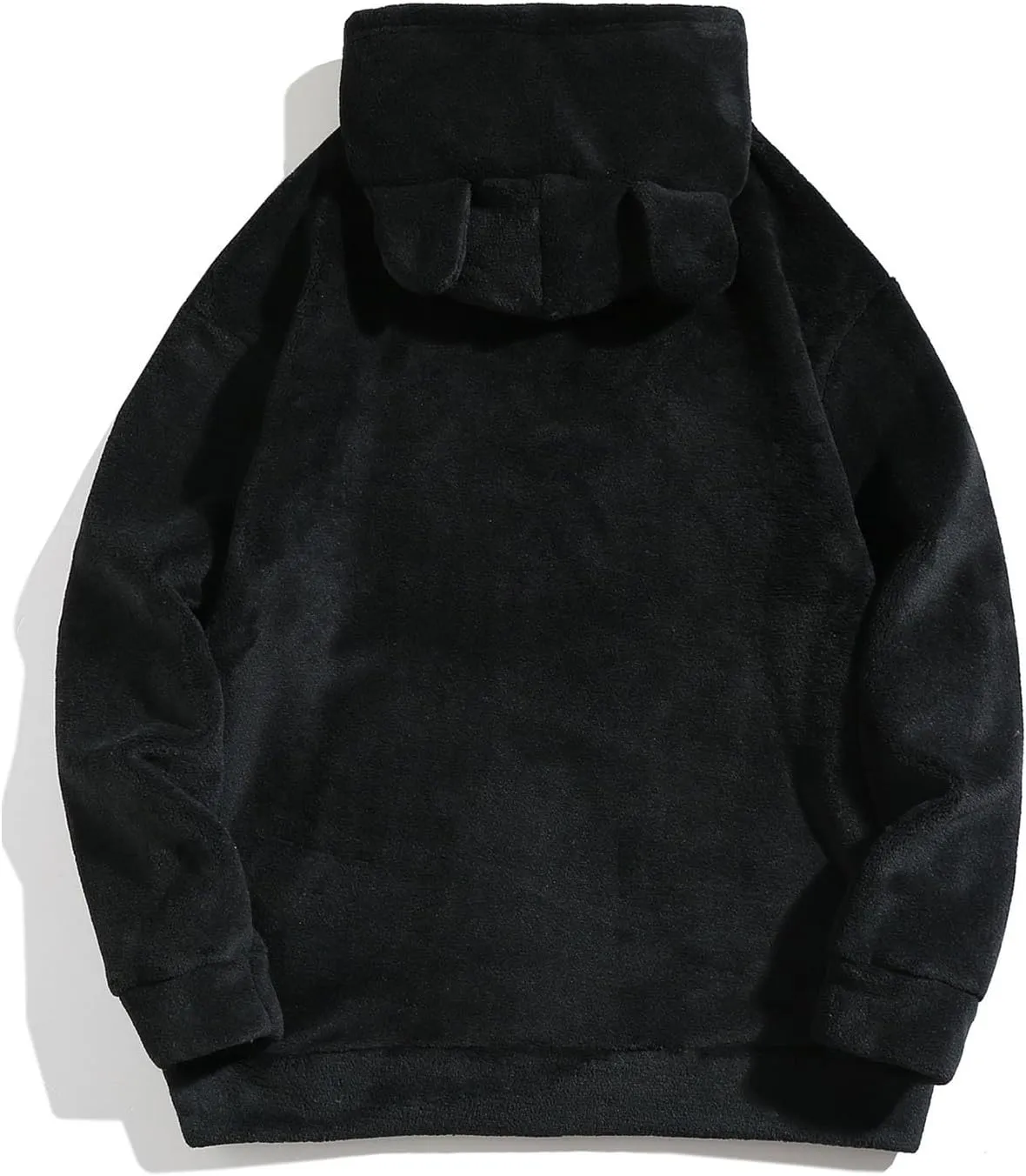 Men's Teddy Bear Ear Hoodies Pullover Oversized Long Sleeve Fuzzy Fleece Hooded Sweatshirts Soft Warm Plush Homewear