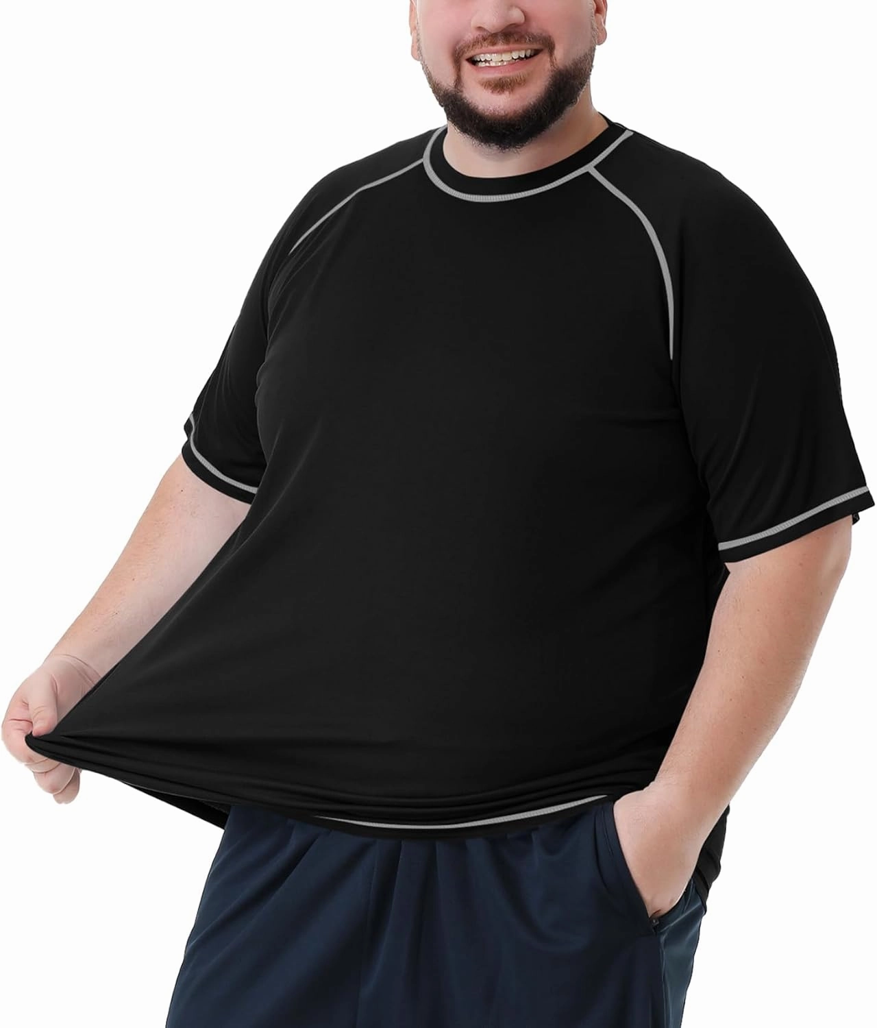 Mens Big and Tall Swim Shirt Sun Protection UPF 50  Rash Gard Quick Dry T-Shirt