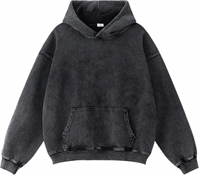 Mens Oversized Cotton Heavyweight Vintage Washed Hoodie Couples Streetwear