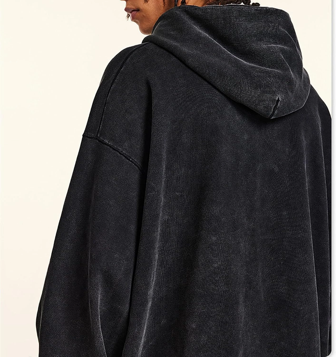 Mens Oversized Cotton Heavyweight Vintage Washed Hoodie Couples Streetwear