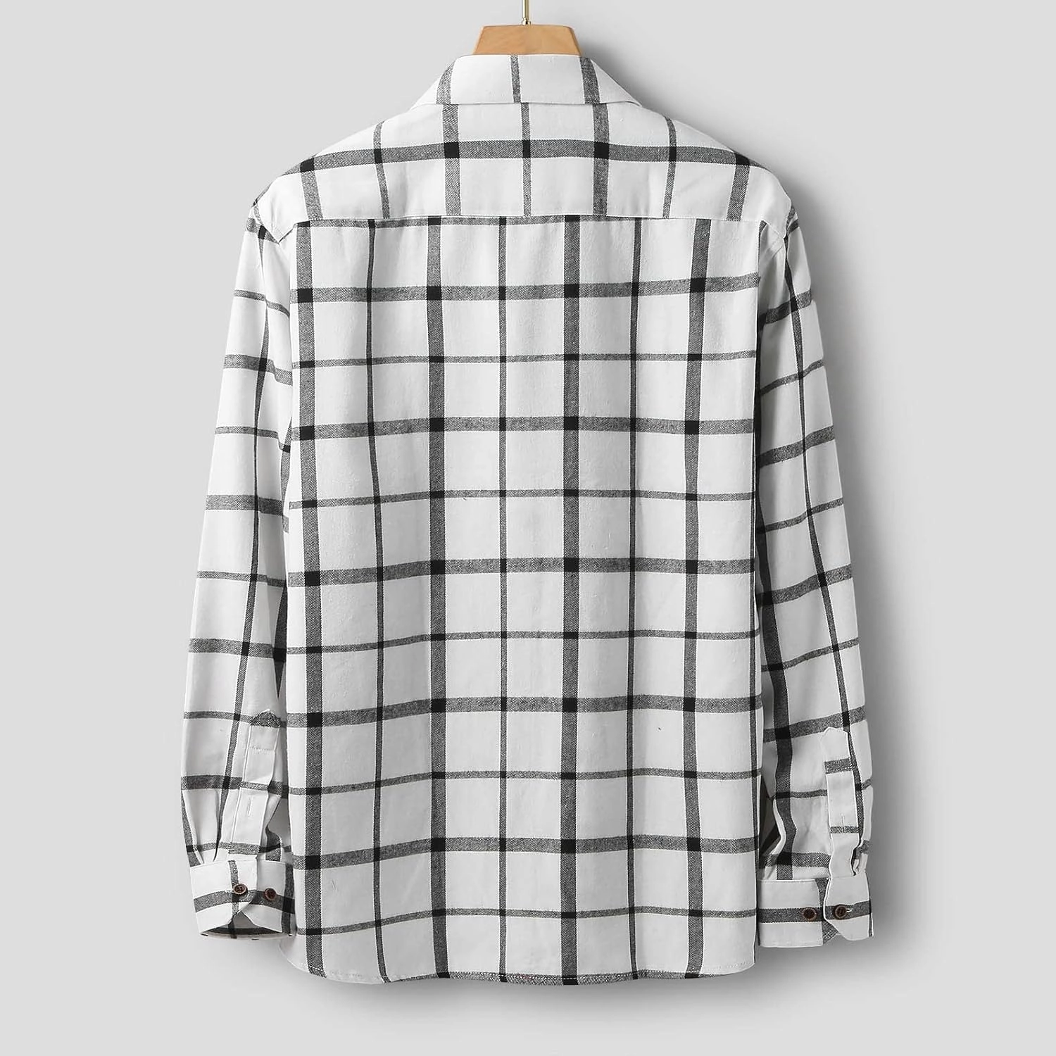 Mens Plaid Jacket Fashionable Square Printing Lightweight Breathable Long Sleeve Lapel Formal Shirt with Hood for