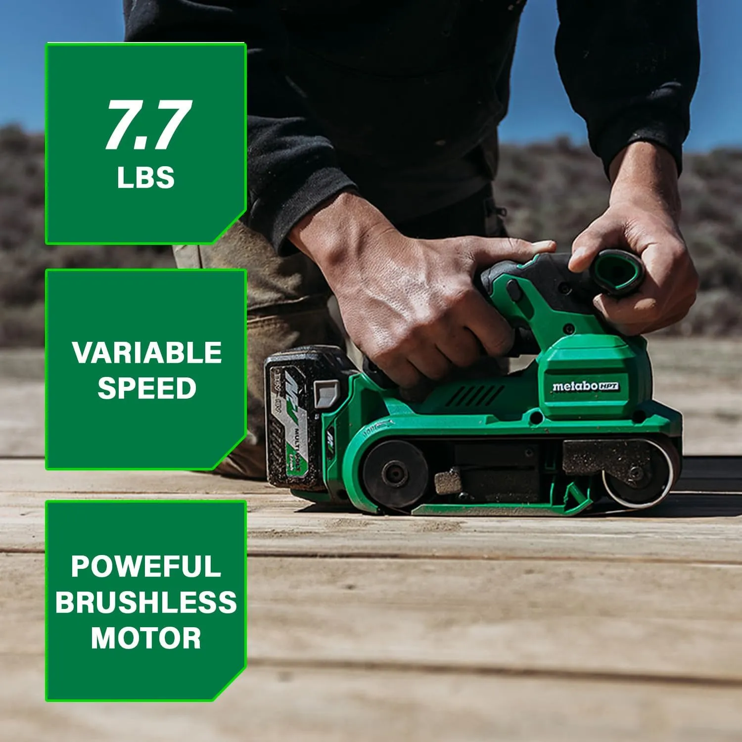 Metabo HPT 36V MultiVolt Cordless Brushless 3" x 21" Belt Sander, Power Sander Kit, Variable Speed, Auto Mode, Compatible with 18V/36V Metabo HPT Battery or AC Adapter, Tool Body Only, SB3608DAQ4