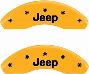 MGP Caliper Covers 42013SJEPYL Caliper Cover, Set of 4 (Yellow Engraved Front and Rear: Jeep Powder Coat Finish Black Characters)