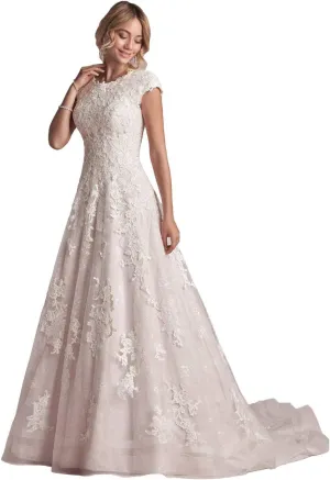 Miao Duo Women's Elegant Lace Beach Wedding Dresses for Bride 2025 with Sleeves Wedding Bridal Gowns YZTS014