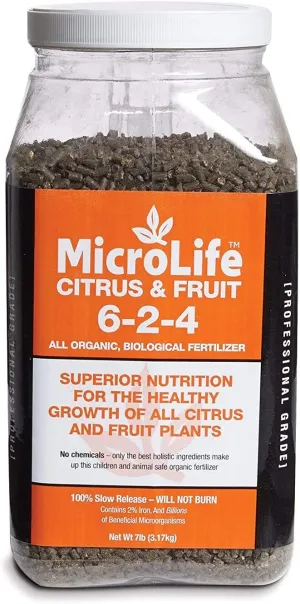 MicroLife Citrus & Fruit (6-2-4) Professional Grade Granular Organic Biological Fertilizer, 7 LBS