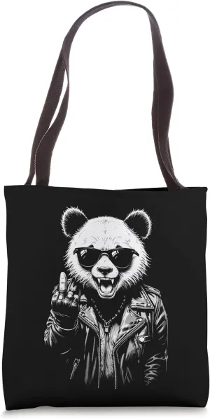 Middle Finger Funny Rude Punk Panda Offensive Bear Animal Tote Bag