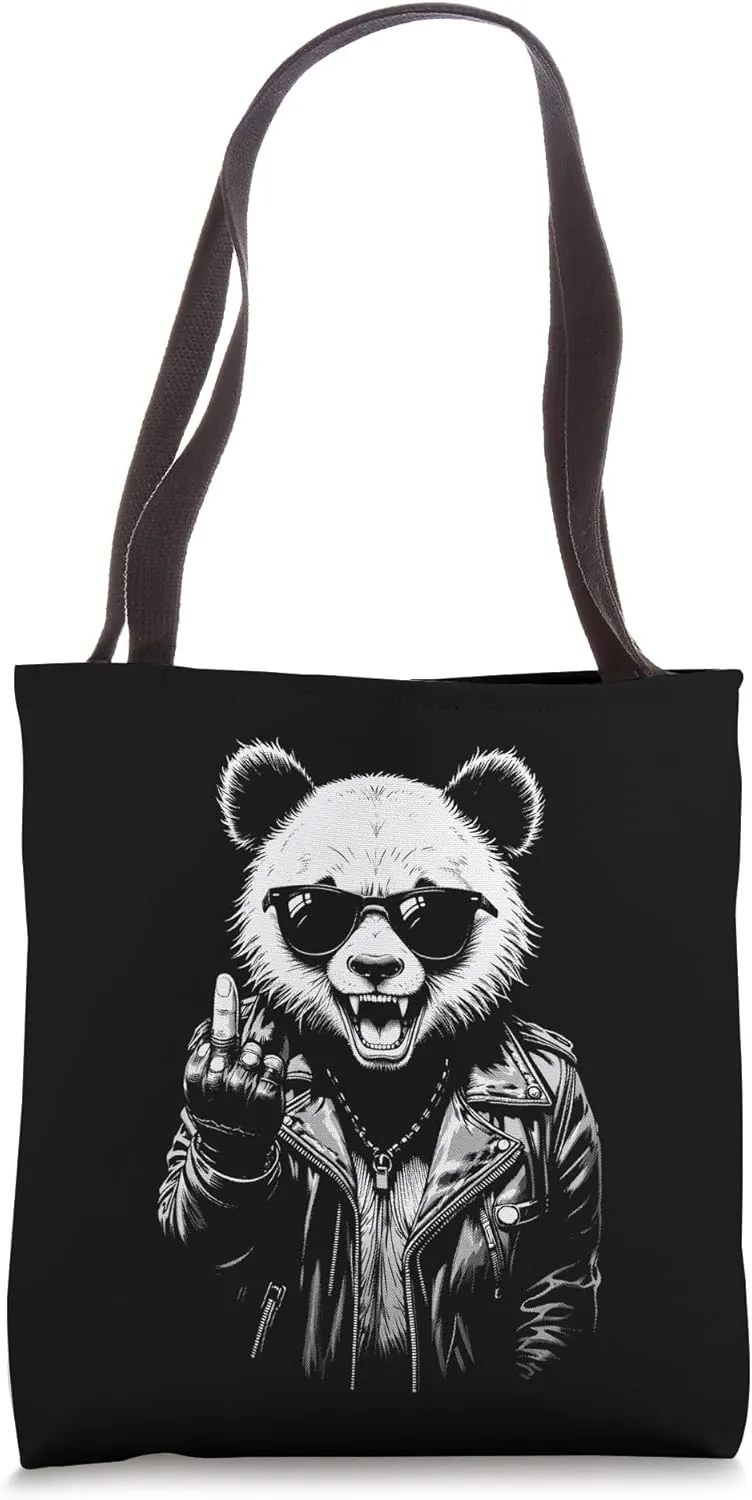 Middle Finger Funny Rude Punk Panda Offensive Bear Animal Tote Bag