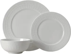Mikasa Lux Bone China Lightweight Chip Resistant 12 Piece Dinnerware Set, Service for 4,White