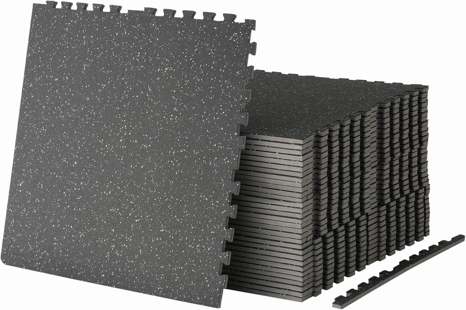 Mikolo 0.56 Inch Thick Gym Flooring for Home Gym, Exercise Equipment Mats with EVA Foam and Rubber Top, Interlocking Puzzle Rubber Gym Flooring, Protective Flooring Mat