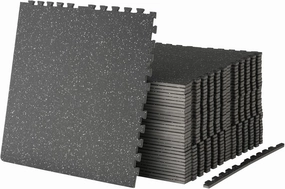 Mikolo 0.56 Inch Thick Gym Flooring for Home Gym, Exercise Equipment Mats with EVA Foam and Rubber Top, Interlocking Puzzle Rubber Gym Flooring, Protective Flooring Mat