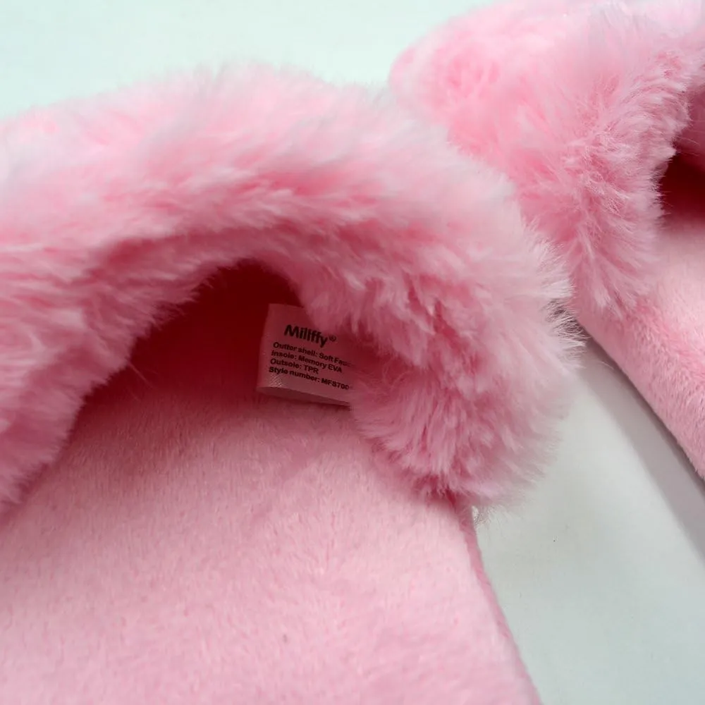 Millffy Plush Fluffy Slippers Princess Crown Bling Bling Diamond crown jewelry Ladies Shoes Pink Girl Home Slippers