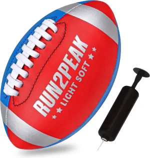 Mini Soft Football for Kids Toddler - 8" PU Leather and Foam Layer Small Footballs - Safe Lightweight Indoor Outdoor Beach Water Pool Sports Toys for Summer Outside Games Play with Pump
