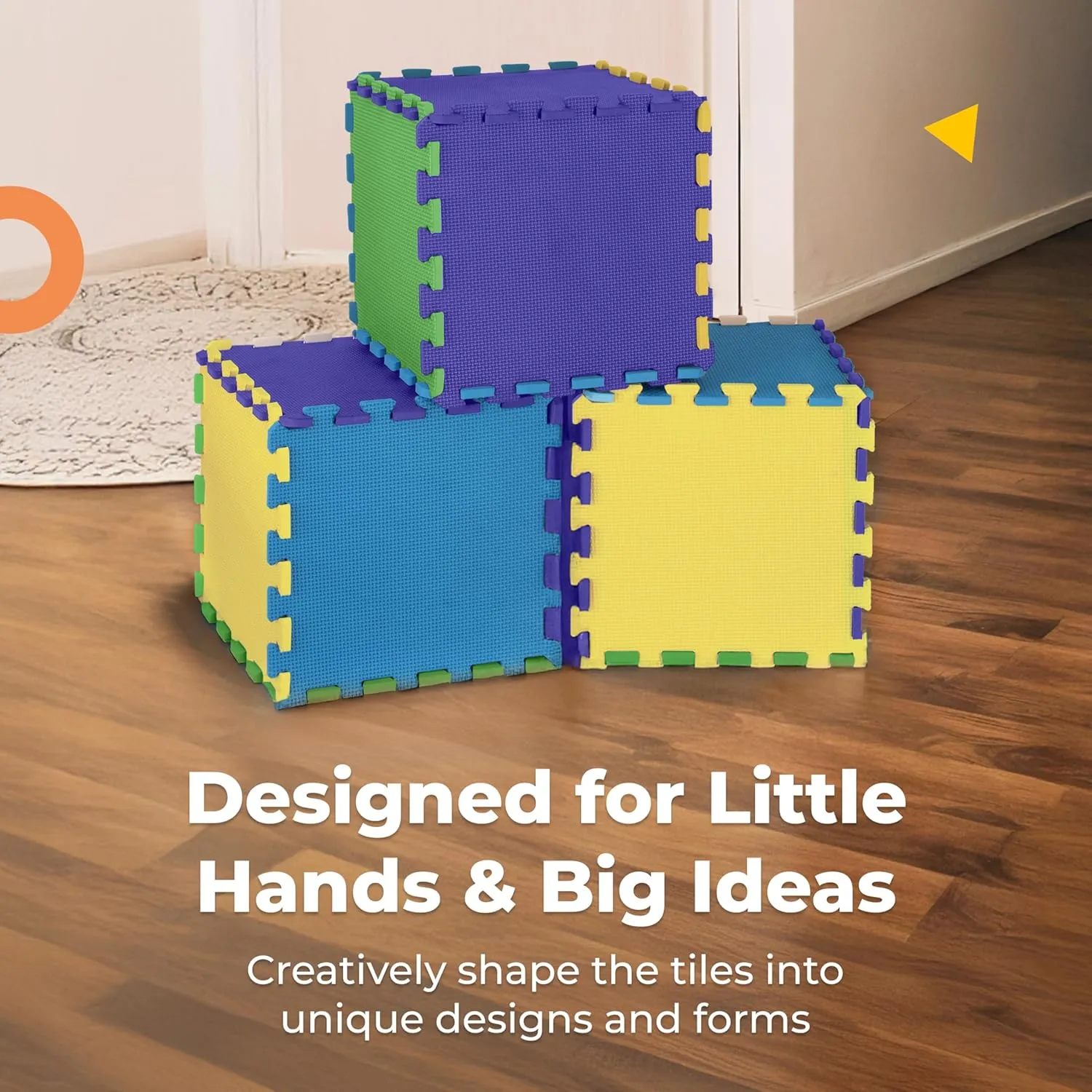MioTetto Foam Floor Tiles for Kids - Non-Toxic Comfortable Baby Play Mat and Interlocking Foam Tiles, Fits with 50x50 Playpen Mat for Crawling & Development, Soft Play Mat for Babies 6-12 Months