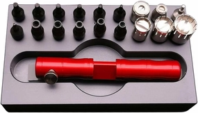 misppro Watch Repair Tool Kit with 18 Keys for Chronograph Pushers, Screw-On Tubes, Battery Cover, and Oscillating Weight Bolts