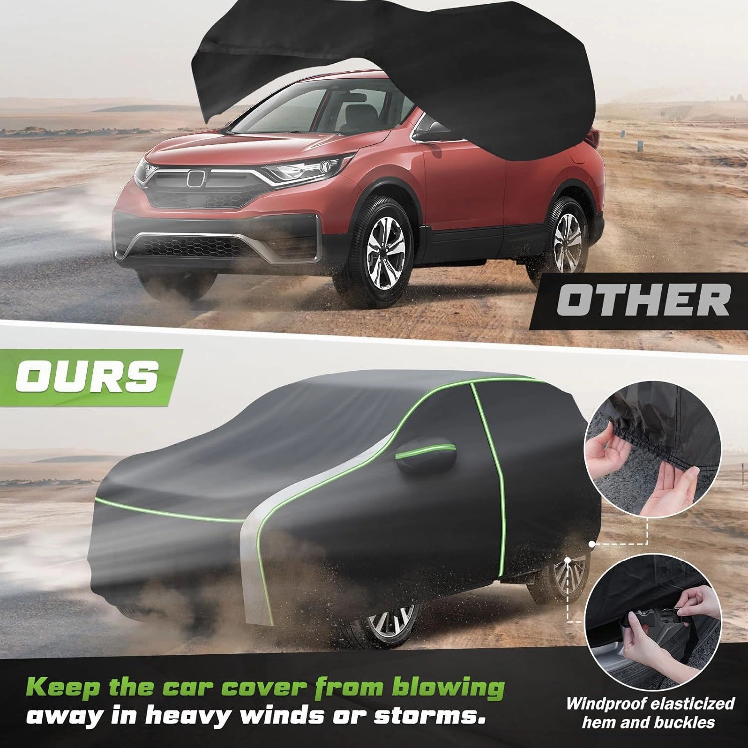 Mixsuper Liner Car Cover for Honda CR-V 1997-2025, Full Car Cover All Weather Car Covers for CRV, Waterproof Outdoor Cover with Zipper Door Reflective Strips