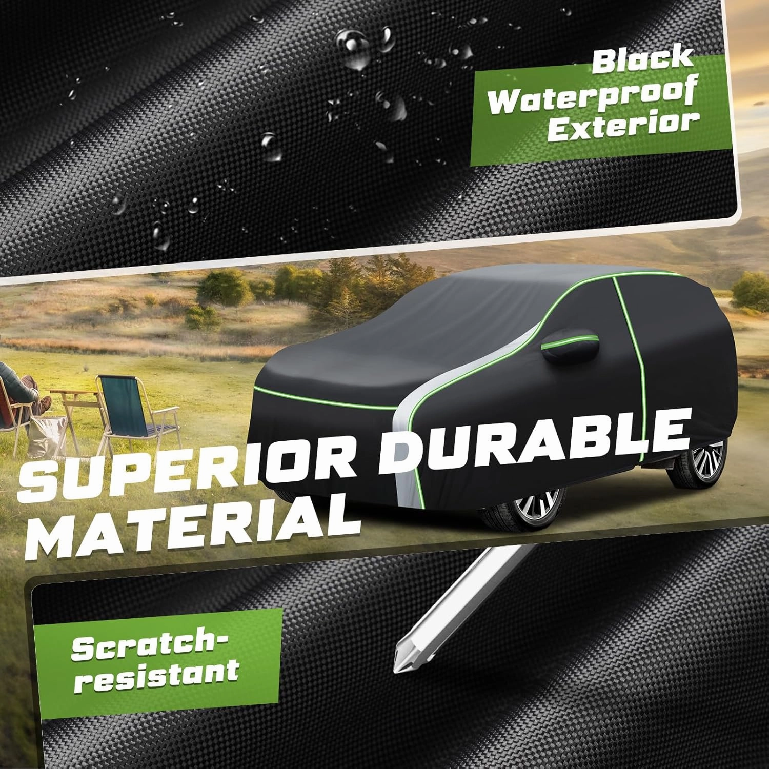 Mixsuper Liner Car Cover for Honda CR-V 1997-2025, Full Car Cover All Weather Car Covers for CRV, Waterproof Outdoor Cover with Zipper Door Reflective Strips