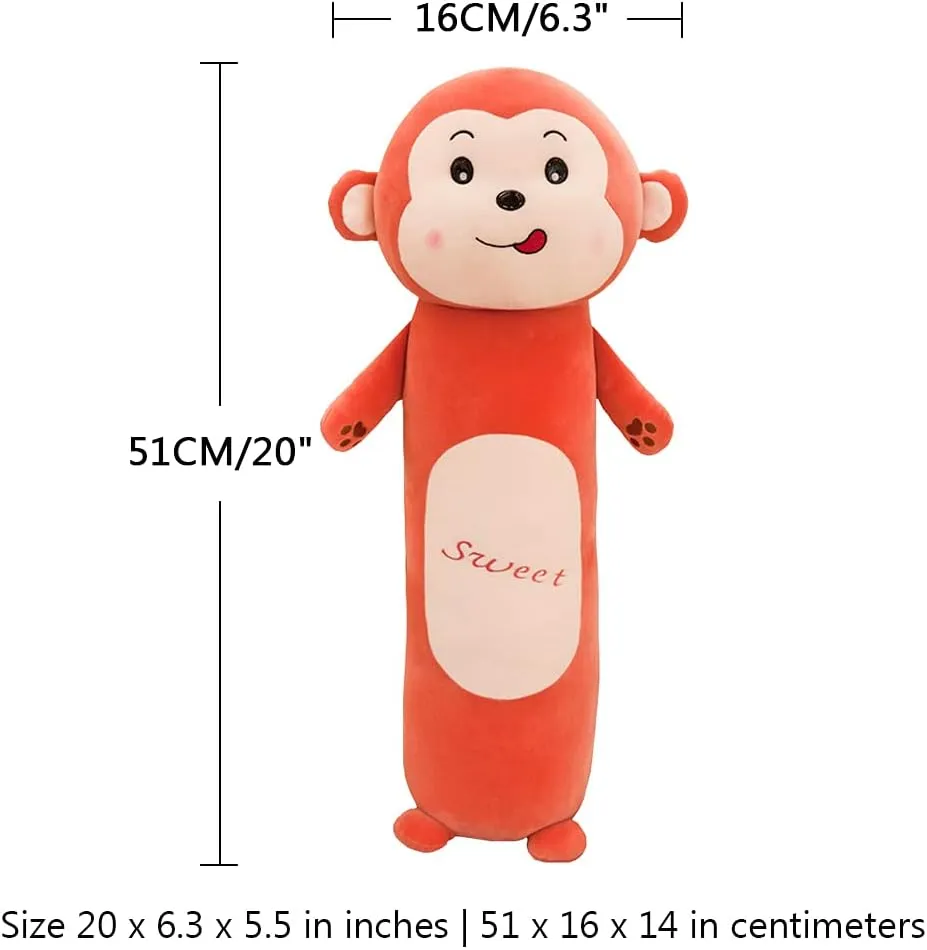 MMTTAO Stuffed Long Monkey Animal Plush Toy 20 Inch Sweet Monkey Stuff Soft Kawaii Plushies Cute Dolls Collection Huggable Sleeping Pillow Cushion Room Decor Gifts for Kids Children Boys Girls, 20Inch