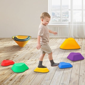 MOCUTEEN Stepping Stones for Kids 6pcs Non-Slip Plastic Balance River Stones for Toddler Activities Sports & Outdoor Kids Balance Play Equipment Toys Toddler Ages 3  Years Old