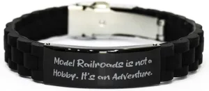 Model Railroads is. Black Glidelock Clasp Bracelet, Model Railroads Present from Friends, Perfect Engraved Bracelet for Friends, Model Trains, Toy Trains, Train Sets, Kids Train Set, Wooden Train