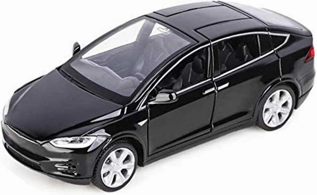 Model X90 Toy Car, Fubarbar 1:32 Mini Diecast Cars Toys for Kids Pull Back Alloy Vehicle Door Opening Scale Model with Lights and Music Birthday Gift Boys Toddlers (6" L,Black)