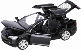 Model X90 Toy Car, Fubarbar 1:32 Mini Diecast Cars Toys for Kids Pull Back Alloy Vehicle Door Opening Scale Model with Lights and Music Birthday Gift Boys Toddlers (6" L,Black)