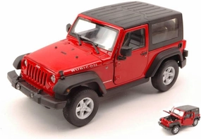 MODELLINO in Scala COMPATIBILE CON Jeep Wrangler Rubicon 2007 Soft TOP RED 1:24 WELLY WE22489CR