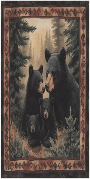 Modern Boho Forest Bear Beach Towels Oversized Lightweight 31.5W X 63L in,Watercolor Hunting Theme Animal Black Bear Beach Towel Quick Dry Soft