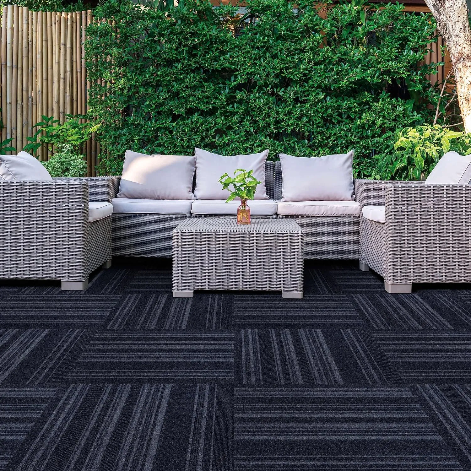 Mohawk Home 24" x 24" Indoor/Outdoor 0.25" Pile Height, Peel and Stick Carpet Tile, Blue Polyester, (15 Tiles) (60 sqft/Box)