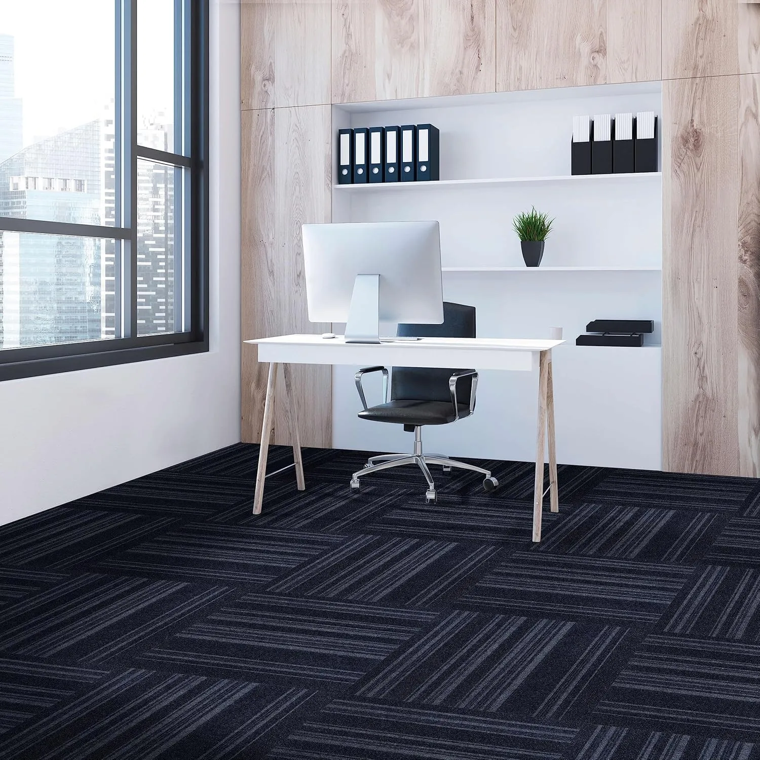 Mohawk Home 24" x 24" Indoor/Outdoor 0.25" Pile Height, Peel and Stick Carpet Tile, Blue Polyester, (15 Tiles) (60 sqft/Box)