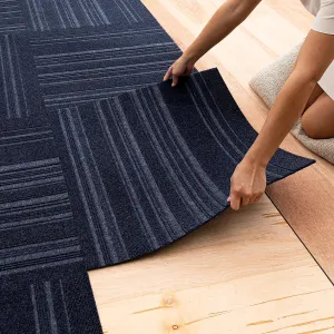 Mohawk Home 24" x 24" Indoor/Outdoor 0.25" Pile Height, Peel and Stick Carpet Tile, Blue Polyester, (15 Tiles) (60 sqft/Box)