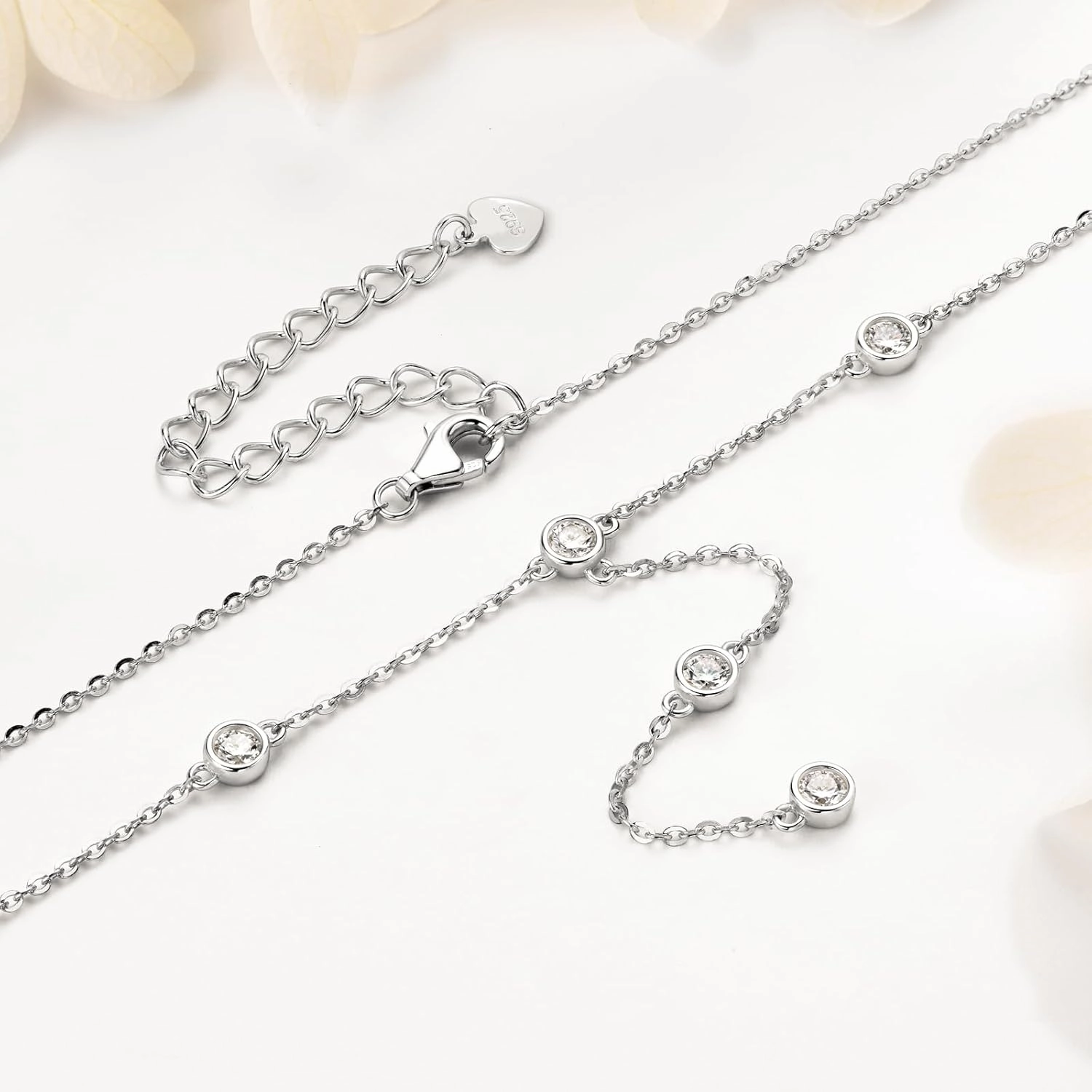 Moissanite Necklace for Women Sterling Silver, Lab Imitation Diamond Lariat Drop Y necklace, Dainty Simple Long Prom Bridal Wedding Hypoallergenic Neckalces, 16 to 20 Inch