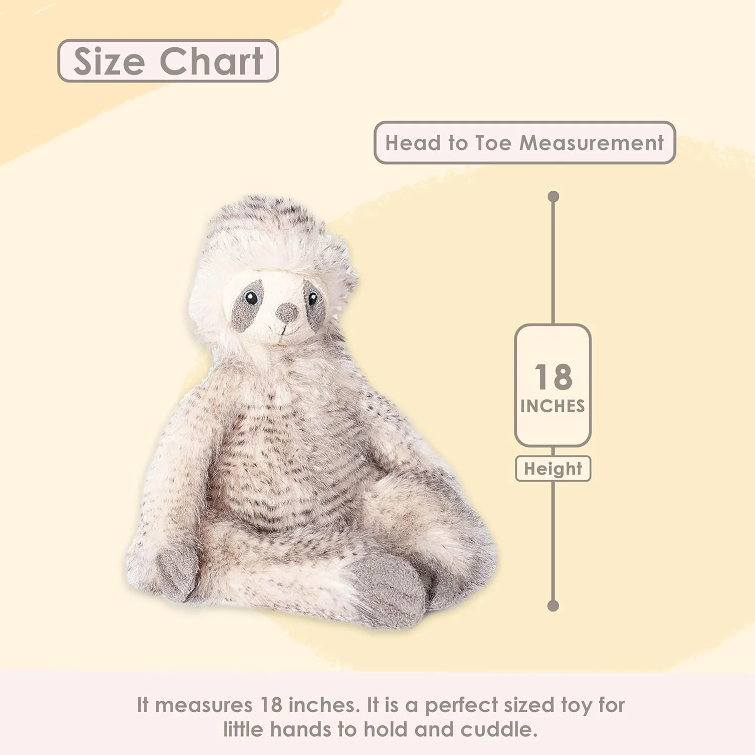 MON AMI Designer Sloth Stuffed Animal – 18”, Natural Look Alike, Soft & Cuddly, Use as Toy or Nursery Room Decor, Great Gift for Kids of All Ages