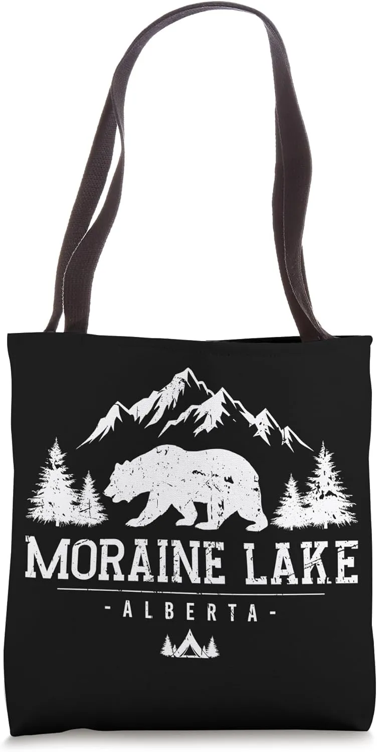 Moraine Lake Alberta Vintage Grizzly Bear Tote Bag