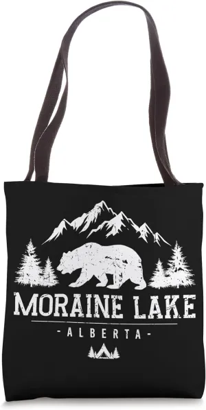 Moraine Lake Alberta Vintage Grizzly Bear Tote Bag