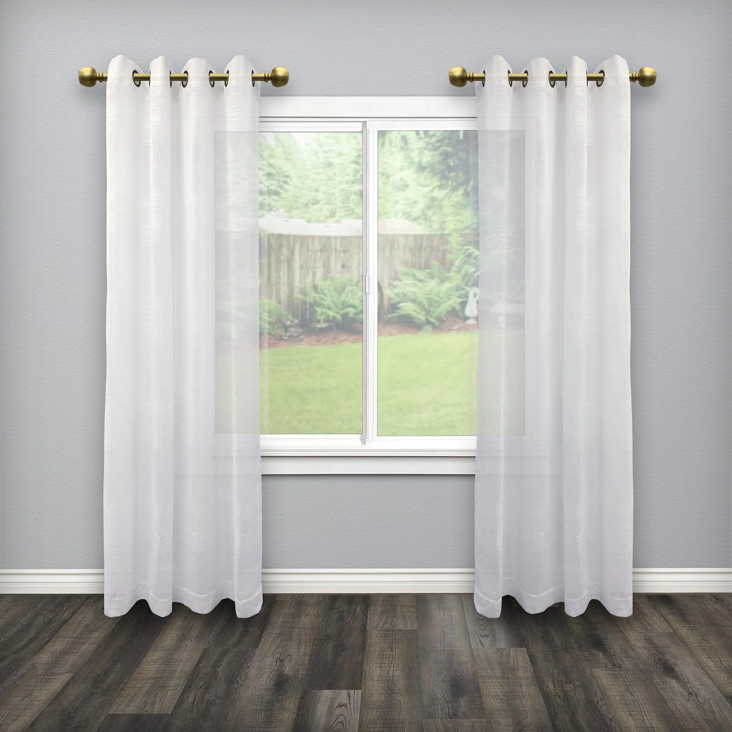 Morena II 12-20 Inch Adjustable Side Curtain Rod Set Pair, 1 Inch Diameter in Brass