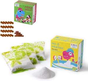 Mortar, Real Red Clay Mini Bricks Rectangle Brick Bundle, Construction Education Toy for Kids 6  Years Old & Adults, Realistic House, DIY Garden, STEM Building Set, Washable and Reusable (50pcs)