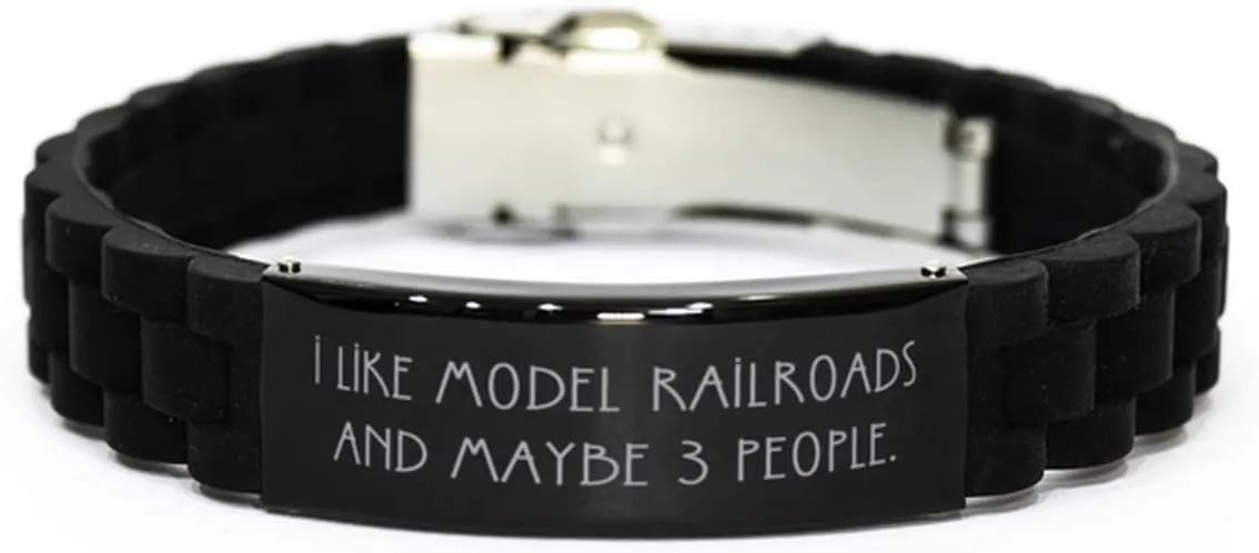 Motivational Model Railroads Black Glidelock Clasp Bracelet, I Like Model, Present for Friends, Brilliant Gifts from Friends, Model Trains, Train Set, Toy Trains, Wooden Trains, Train Set, Electric