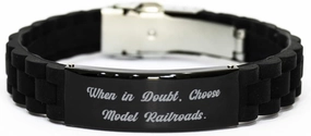 Motivational Model Railroads Gifts, When in Doubt, Choose Model, Birthday Black Glidelock Clasp Bracelet for Model Railroads, Model Trains, Train Set, Toy Trains, Wooden Trains, Train Set, Electric