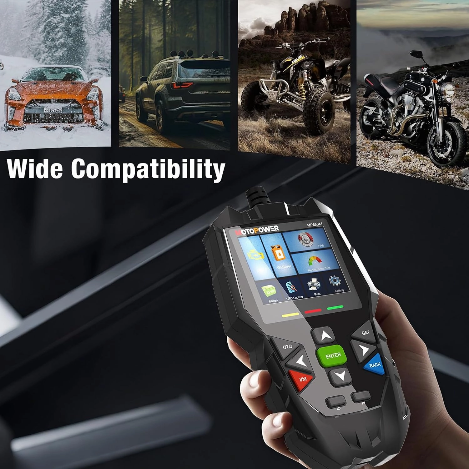MOTOPOWER MP69041 OBD2 Code Reader Scanner Tool Oil Maintenance Reset, EPB Reset, Performance Test, Live Data, Pro-Level Design & Lifetime Updates (Professional Diagnostic Tool, Large)