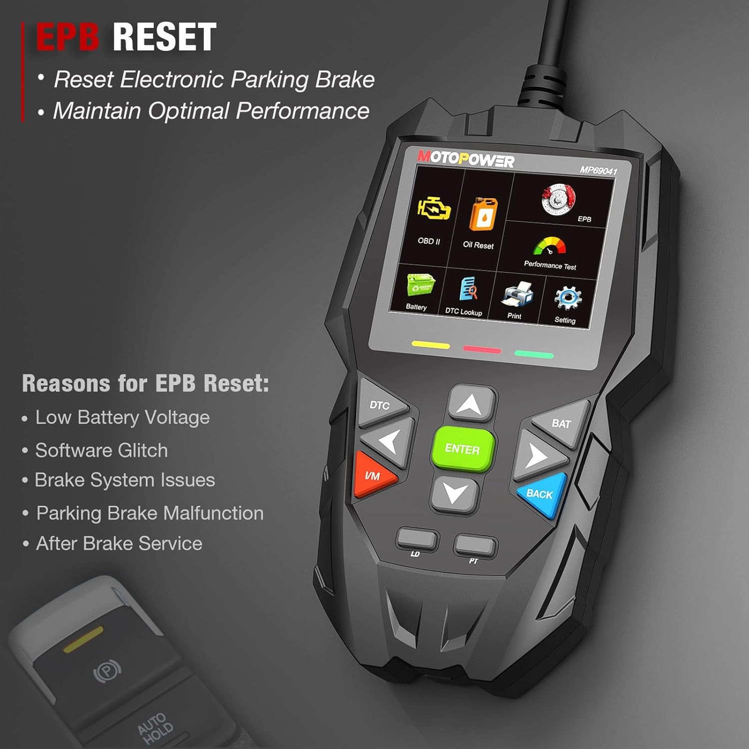 MOTOPOWER MP69041 OBD2 Code Reader Scanner Tool Oil Maintenance Reset, EPB Reset, Performance Test, Live Data, Pro-Level Design & Lifetime Updates (Professional Diagnostic Tool, Large)