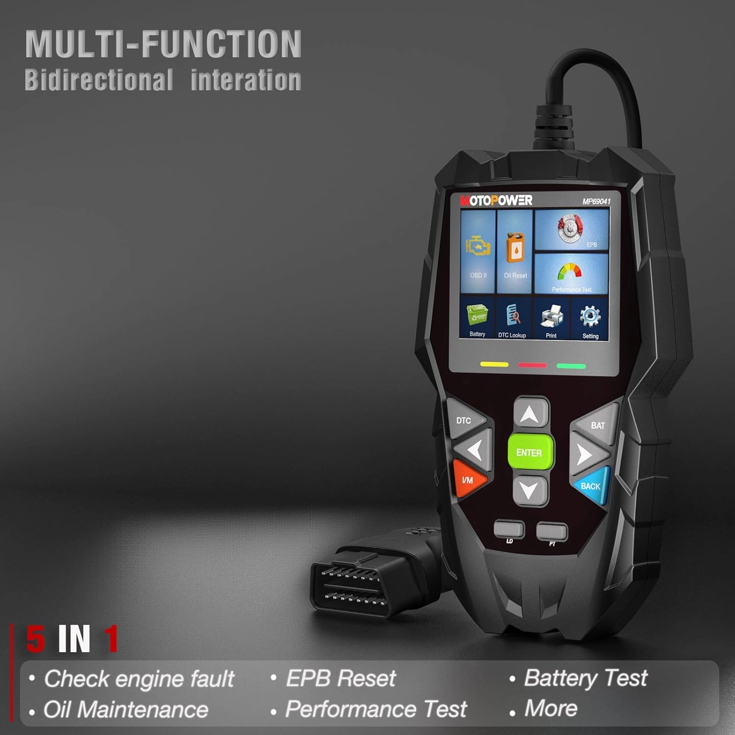 MOTOPOWER MP69041 OBD2 Code Reader Scanner Tool Oil Maintenance Reset, EPB Reset, Performance Test, Live Data, Pro-Level Design & Lifetime Updates (Professional Diagnostic Tool, Large)