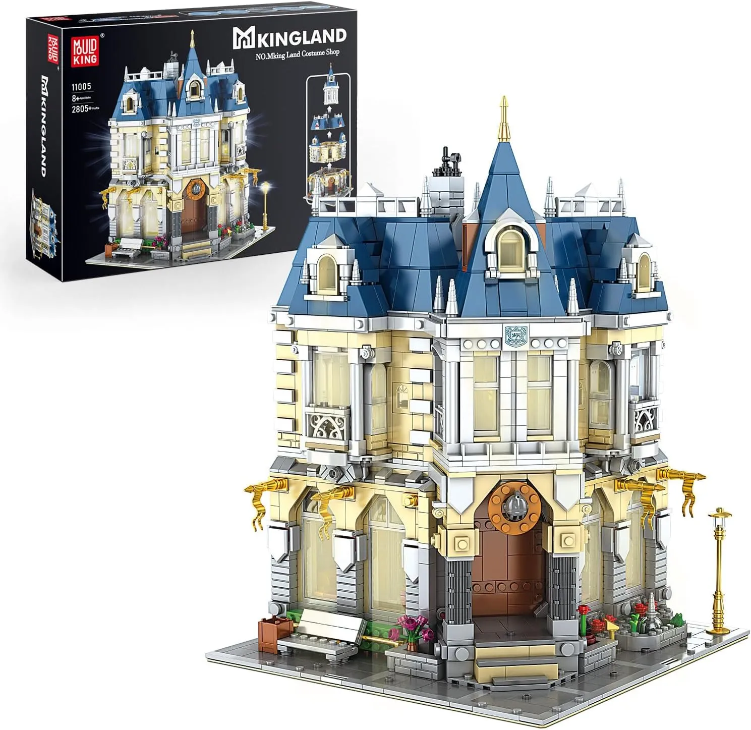 Mould King Architecture Mini House Building Sets with LED Lights, Amusement Park Model Building Blocks Toy, Collectible House Models 11005 Micro Blocks Building Sets for Adults and Kids 8 (2805 PCS)