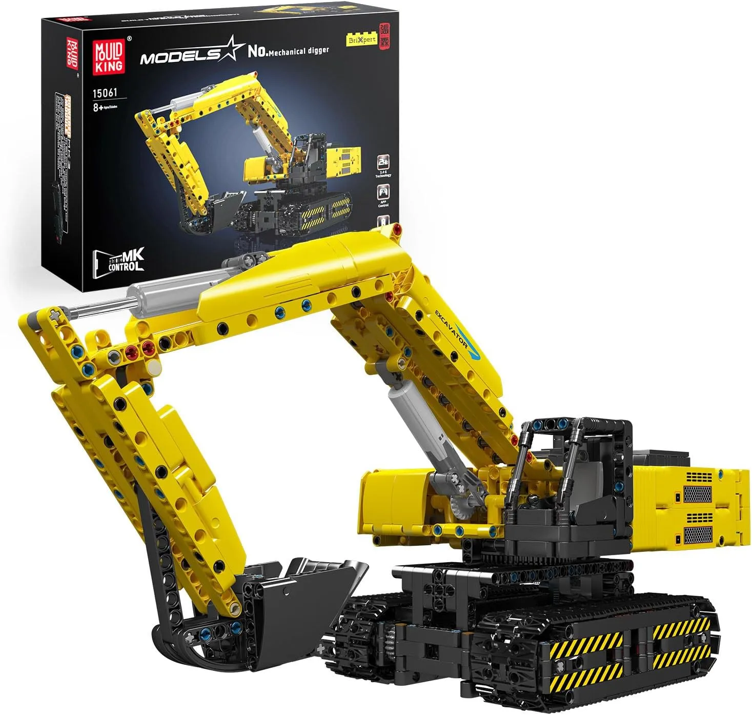 Mould King Building Sets Heavy-Duty RC Excavator Building Sets Construction Vehicles, 15061 App & Remote Control Excavator Building Blocks Excavator Building Kits for Adults and Kids 8 (1120PCS)